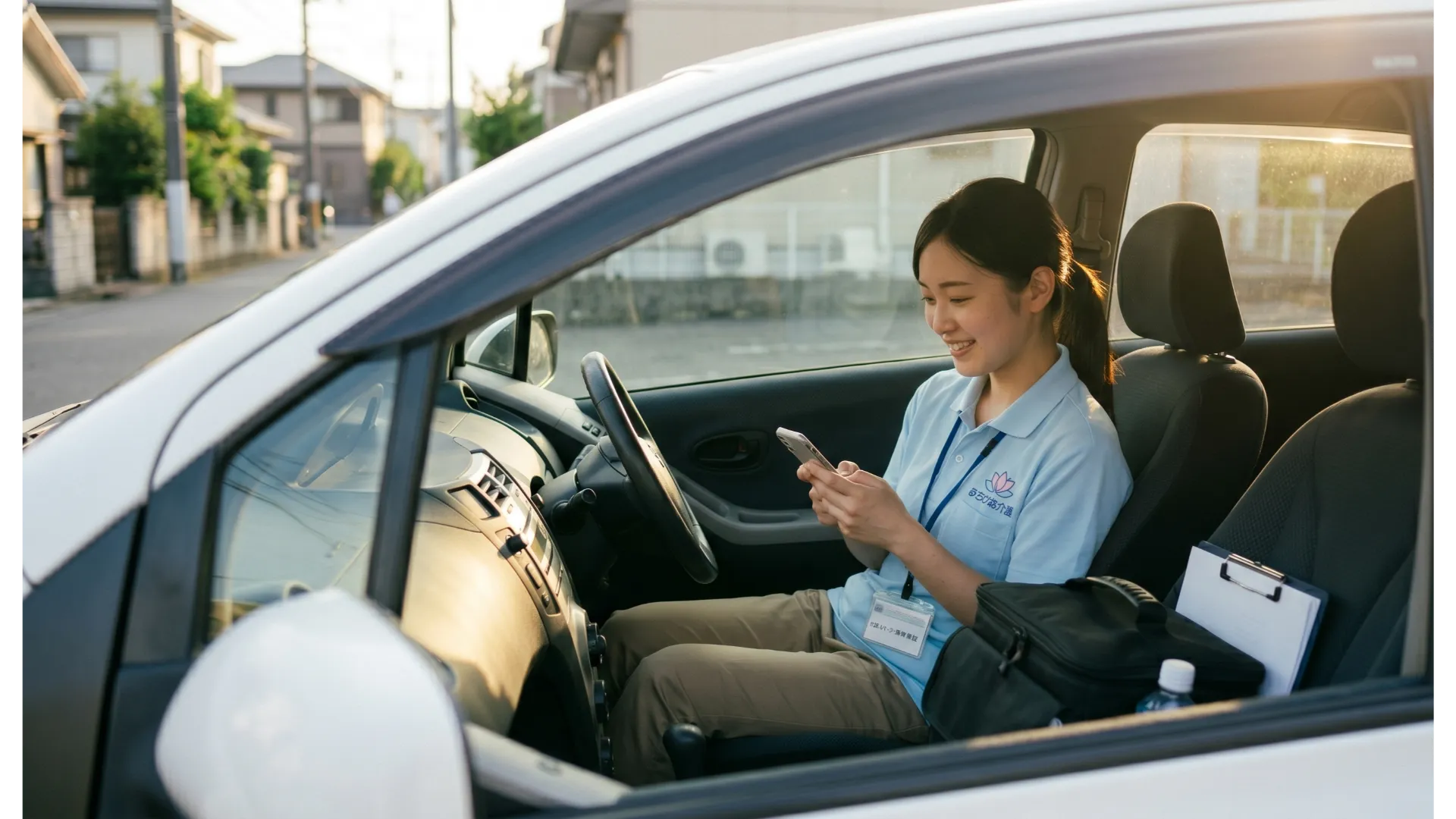 訪問の合間に、車内からLINEへ音声を送って記録する訪問看護師